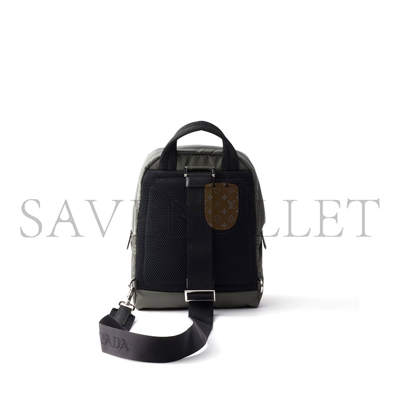 Pra*a re-nylon and saffiano leather backpack 2vz116 (27*20*8cm)